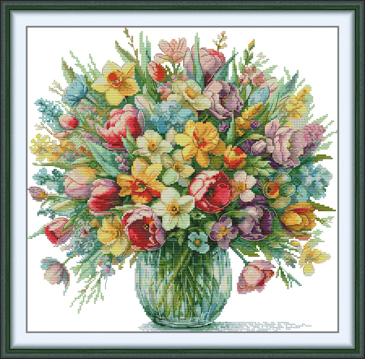 Blooming Flowers in a Vase Cross Stitch Kits