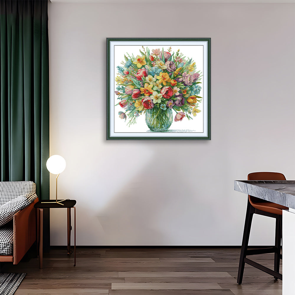 Blooming Flowers in a Vase Cross Stitch Kits
