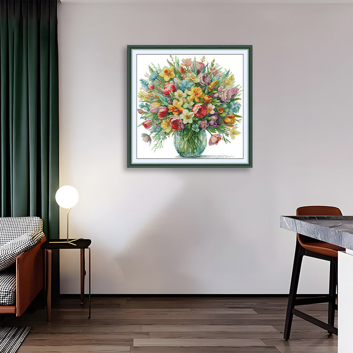 Blooming Flowers in a Vase Cross Stitch Kits