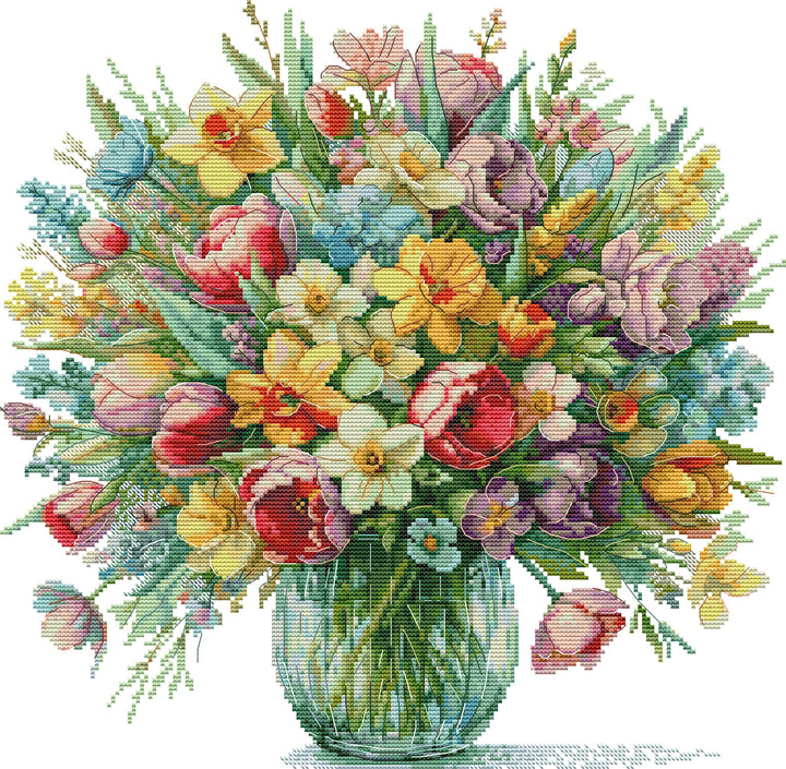 Blooming Flowers in a Vase Cross Stitch Kits
