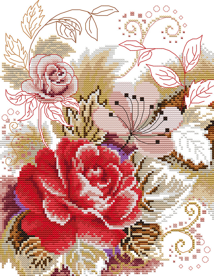 Peony Cross Stitch Kits