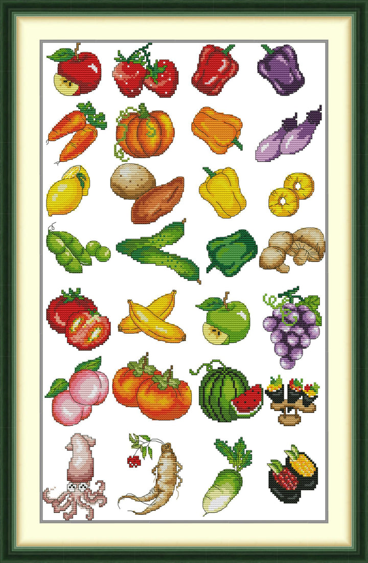 Vegetables and Fruits Cross Stitch Kits