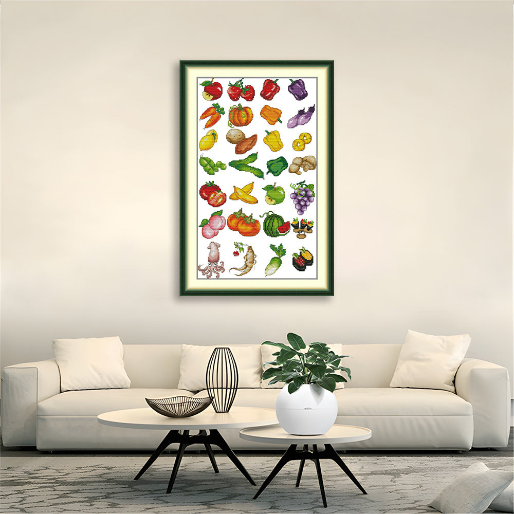 Vegetables and Fruits Cross Stitch Kits
