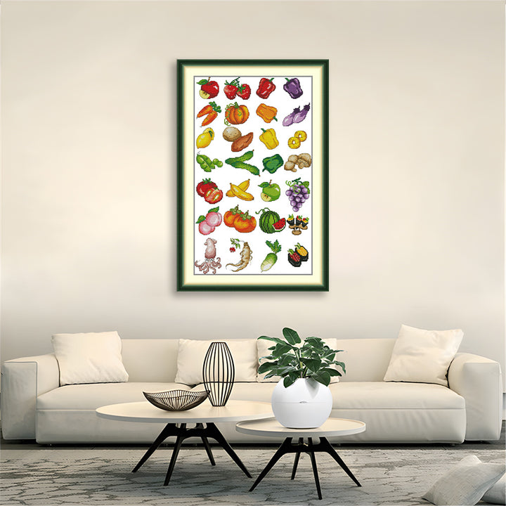 Vegetables and Fruits Cross Stitch Kits