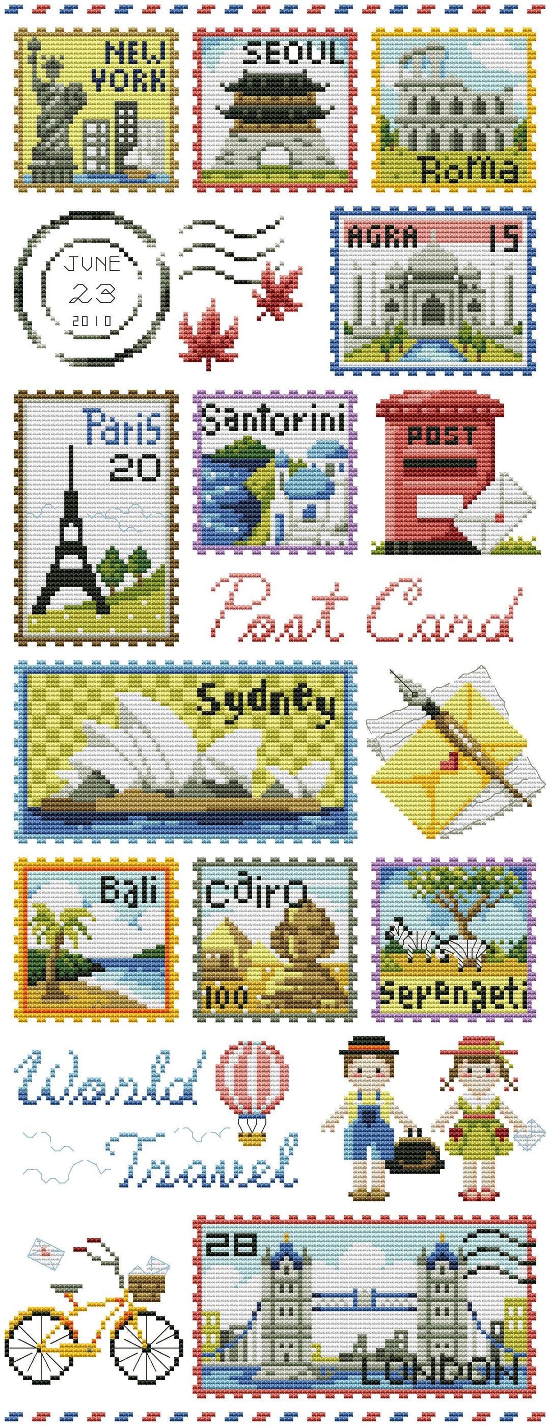Stamp Collection Cross Stitch Kits