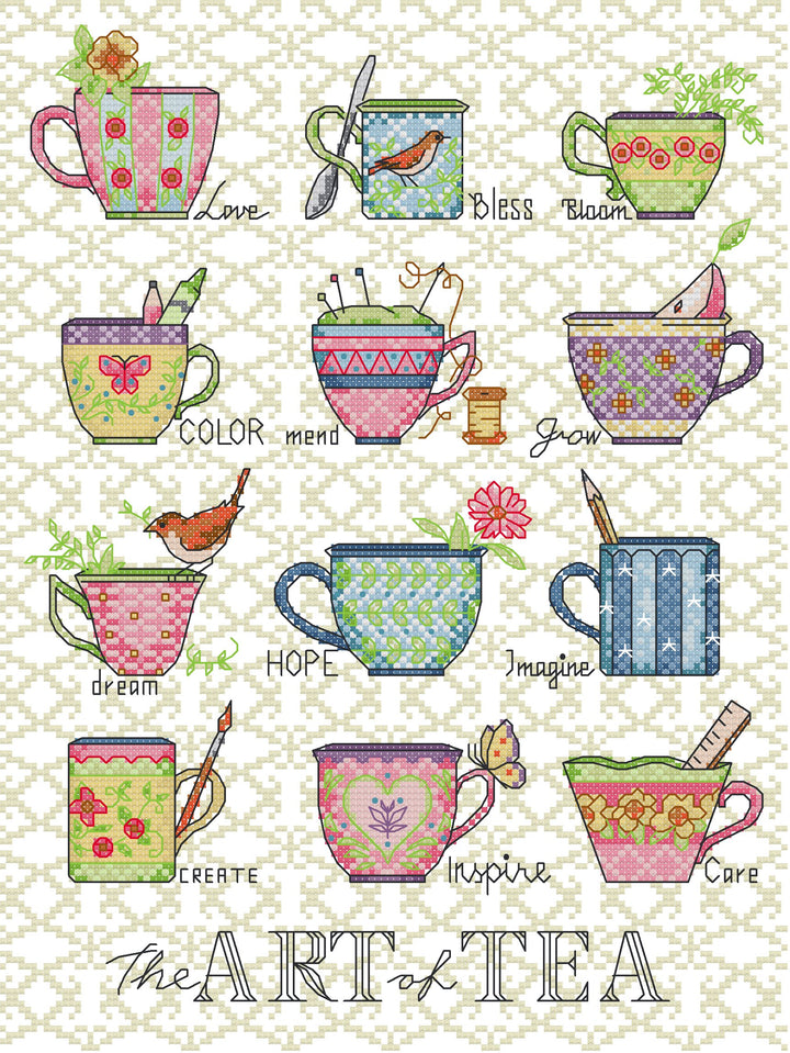 The Art of Tea Cups Cross Stitch Kits