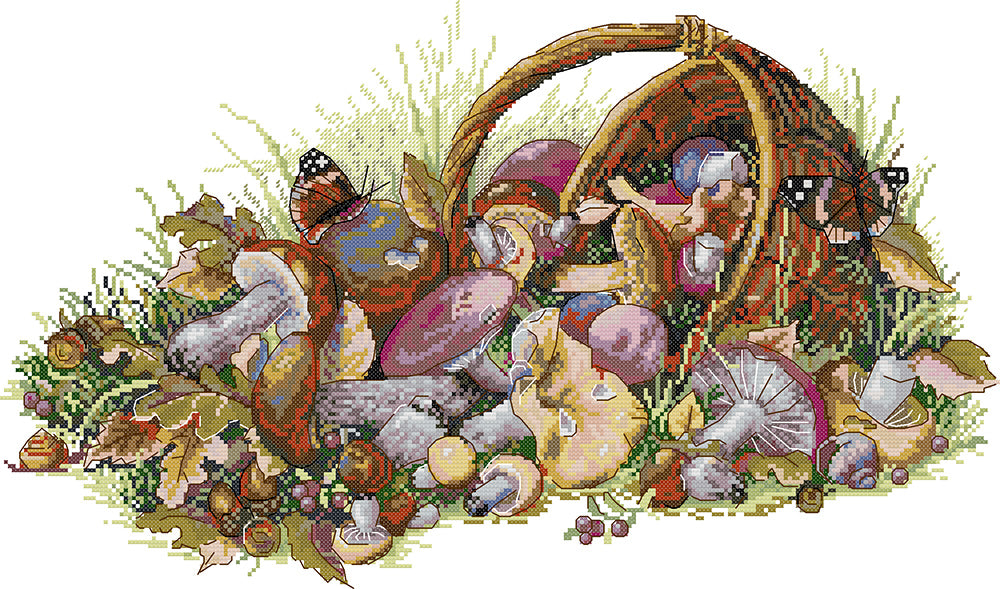 A Basket of Mushrooms Cross Stitch Kits