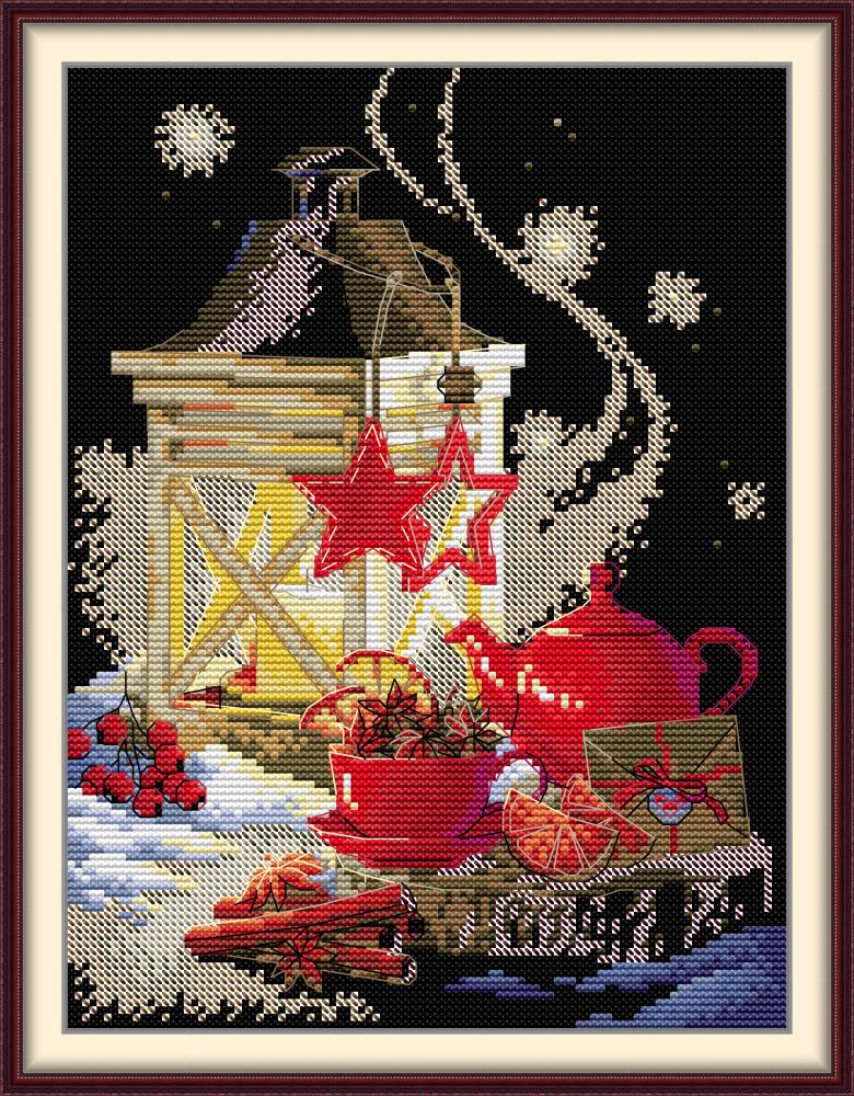 Warm Tea on a Winter Night Cross Stitch Kits