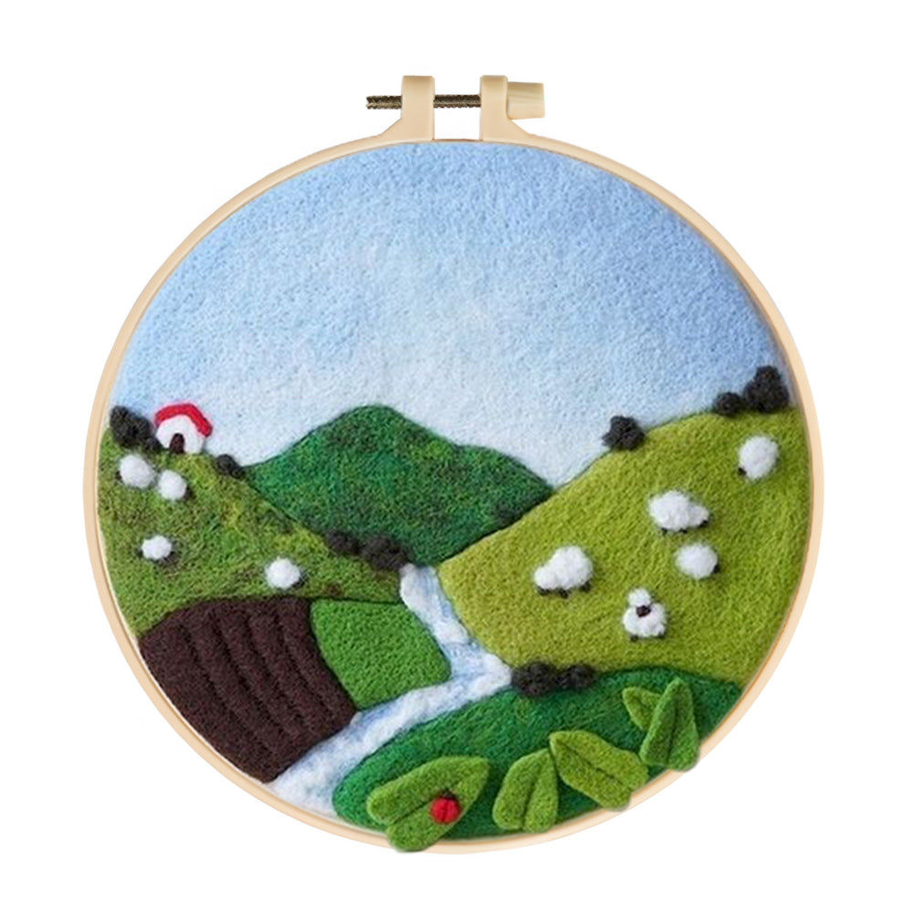 Hill and Sheep Wool Needle Felting Painting Kit