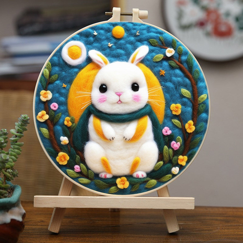 Moon Rabbit Wool Needle Felting Painting Kit