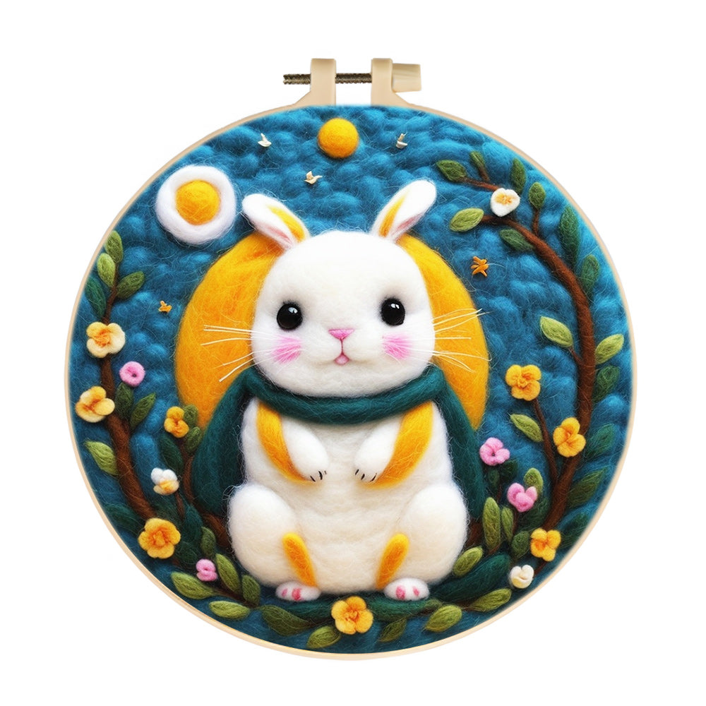 Moon Rabbit Wool Needle Felting Painting Kit