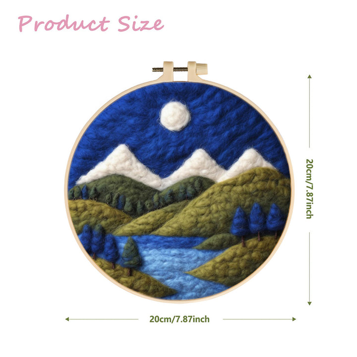 Snowy Peaks with River and Forested Hills Wool Needle Felting Painting Kit