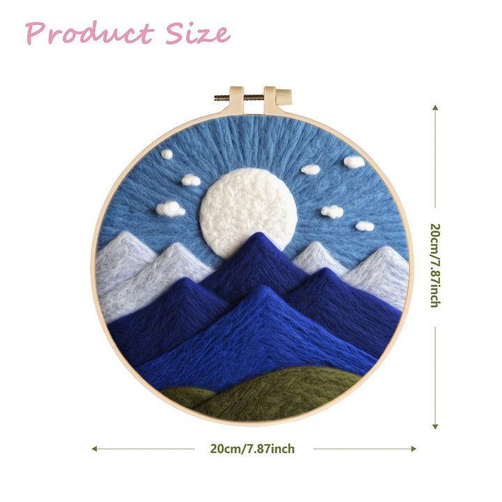 Moonlight Above Deep Blue Mountain Ranges Wool Needle Felting Painting Kit