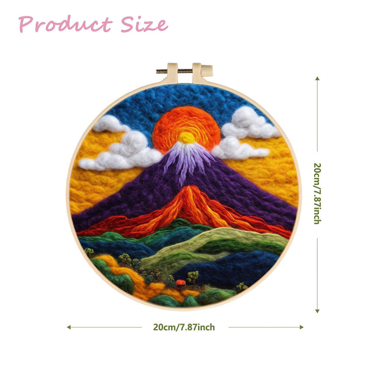 Clouds Around a Sunlit Peak and Layered Hills Wool Needle Felting Painting Kit