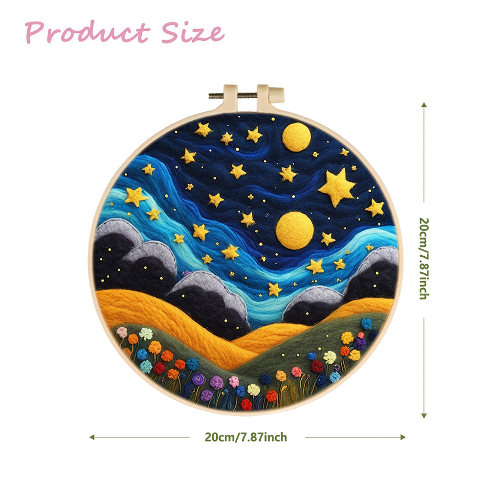 Hillside under the Starry Sky Wool Needle Felting Painting Kit