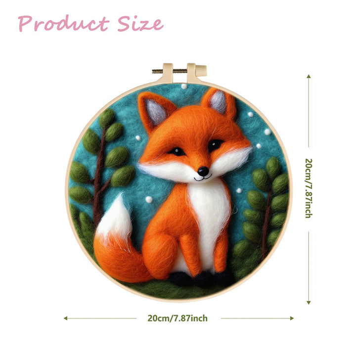 Fox with White Belly and Orange Fur Wool Needle Felting Painting Kit
