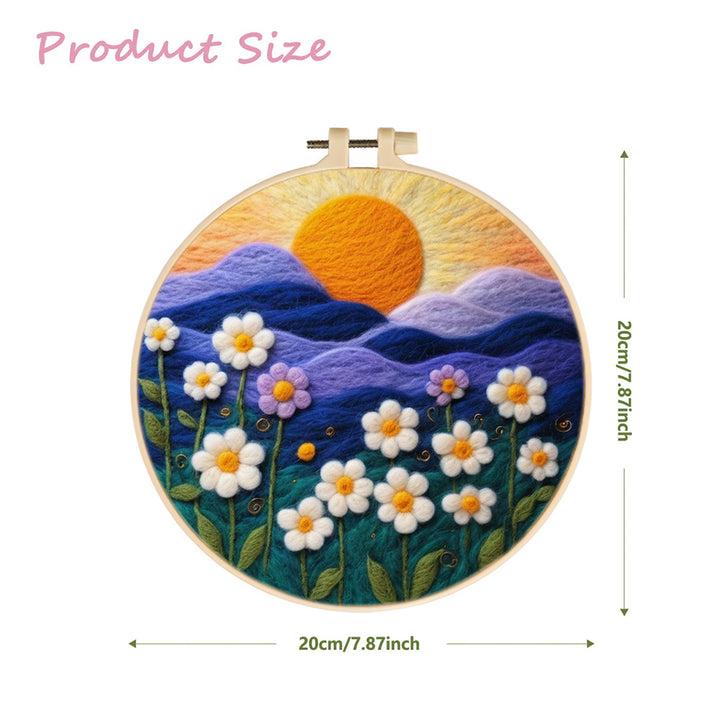 Sunset Glow Over the Flowered Hills Wool Needle Felting Painting Kit