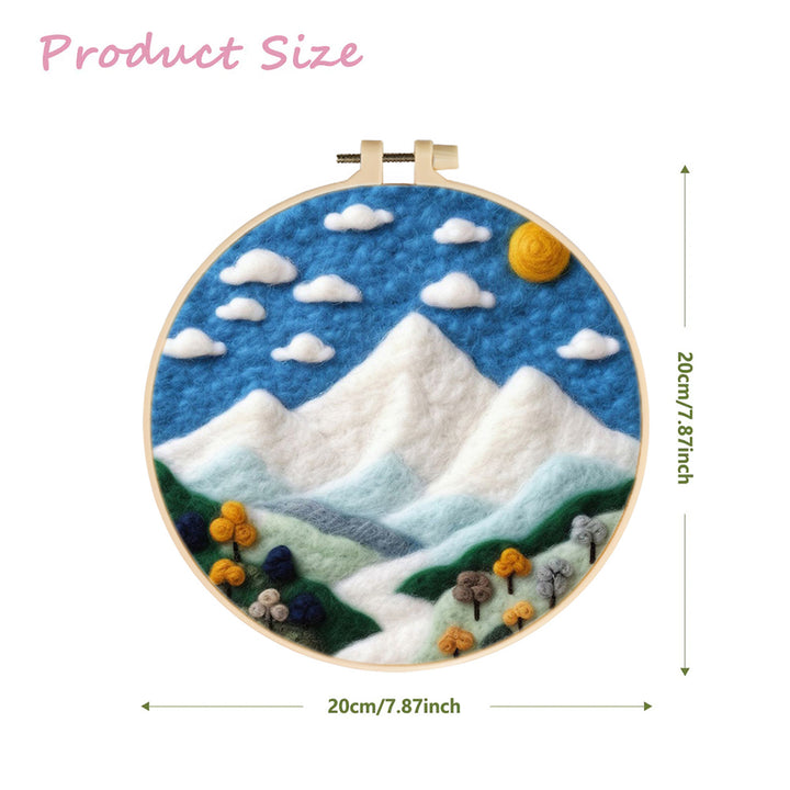 Snowy Peaks Beneath a Clear Sky Wool Needle Felting Painting Kit