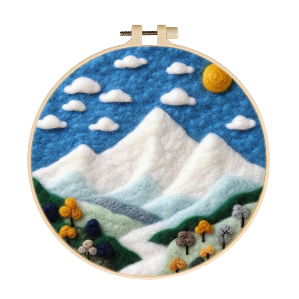 Snowy Peaks Beneath a Clear Sky Wool Needle Felting Painting Kit