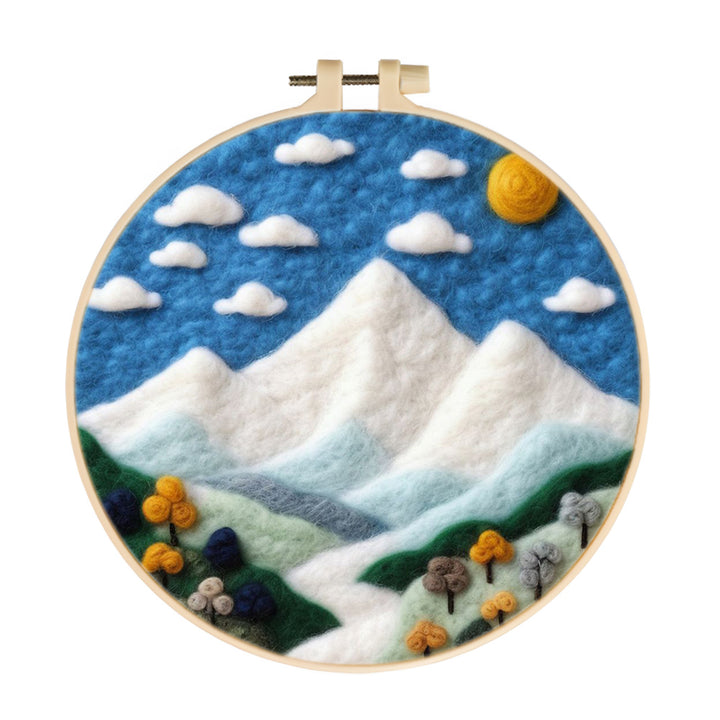 Snowy Peaks Beneath a Clear Sky Wool Needle Felting Painting Kit