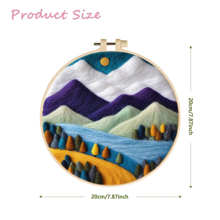Flowing River Between Majestic Mountains Wool Needle Felting Painting Kit