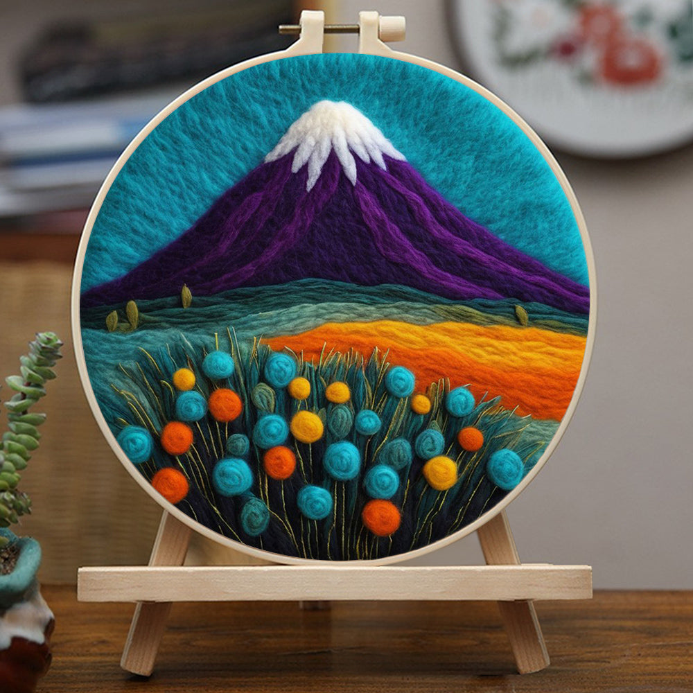 Mountain Majesty with Vibrant Flower Wool Needle Felting Painting Kit