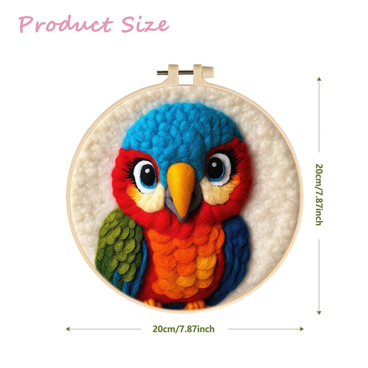 Colorful Parrot Gazing Forward Wool Needle Felting Painting Kit