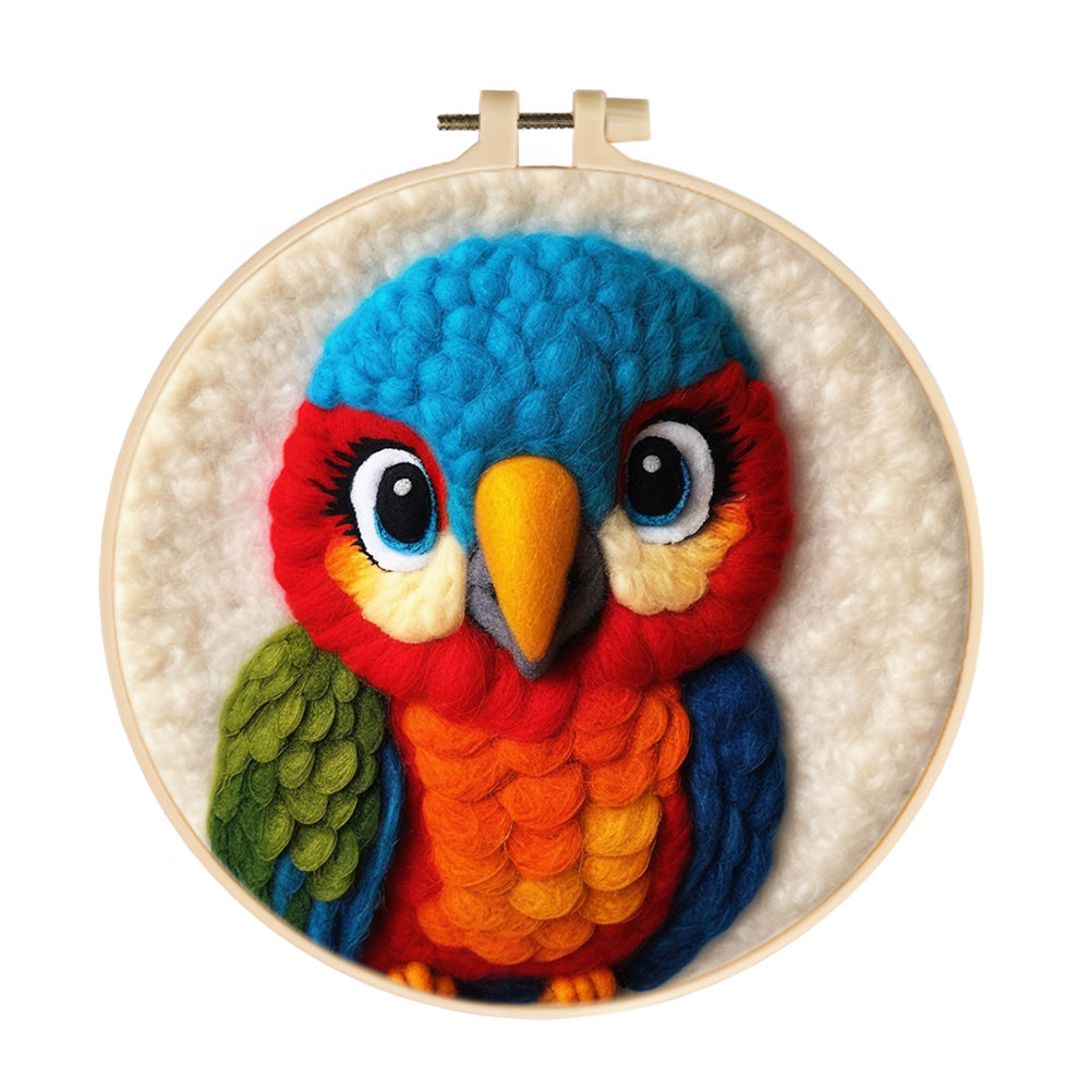 Colorful Parrot Gazing Forward Wool Needle Felting Painting Kit
