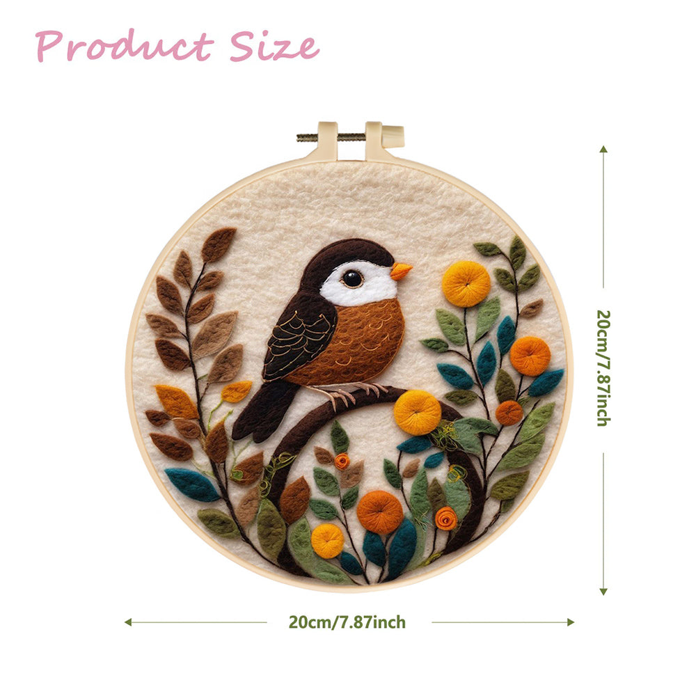 Bird on Branch with Yellow Flowers Wool Needle Felting Painting Kit