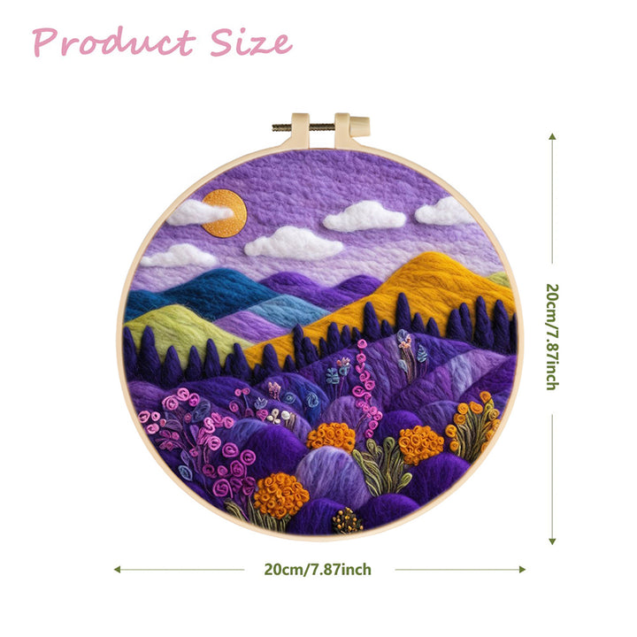 Colorful Mountain with Flowers and Sun Wool Needle Felting Painting Kit