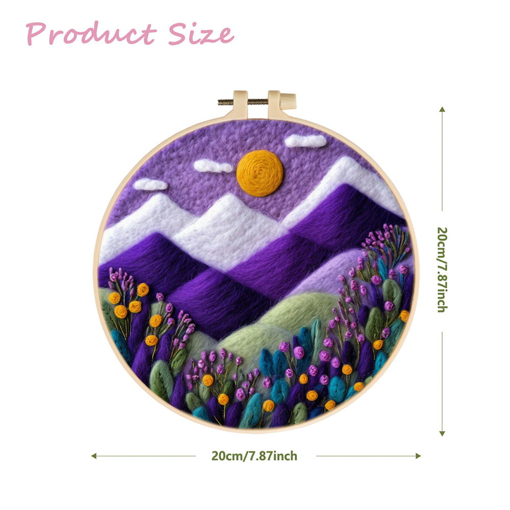 Purple Peaks and Colorful Blooms Wool Needle Felting Painting Kit