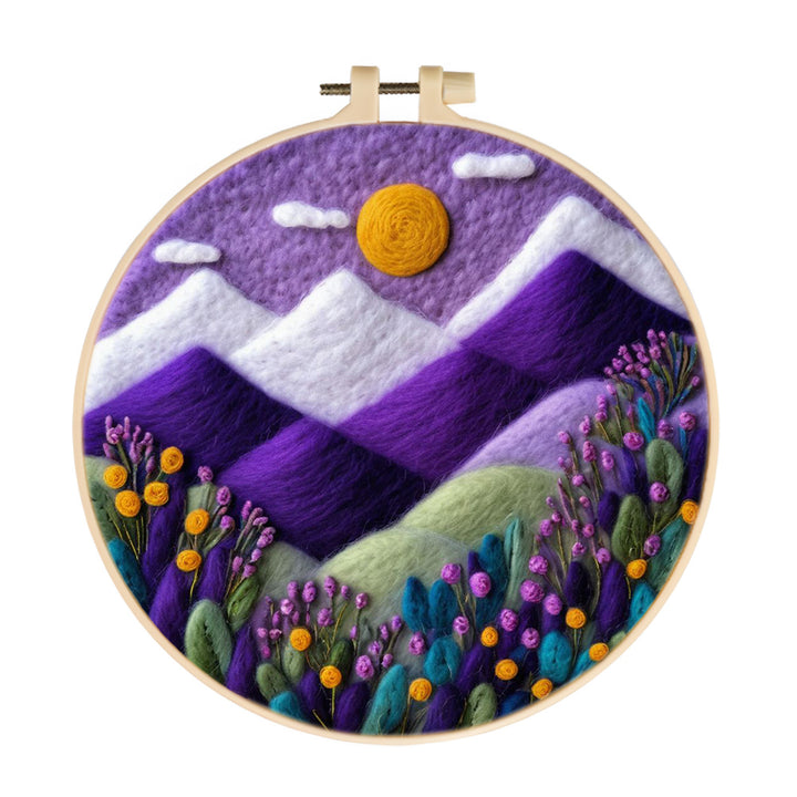 Purple Peaks and Colorful Blooms Wool Needle Felting Painting Kit