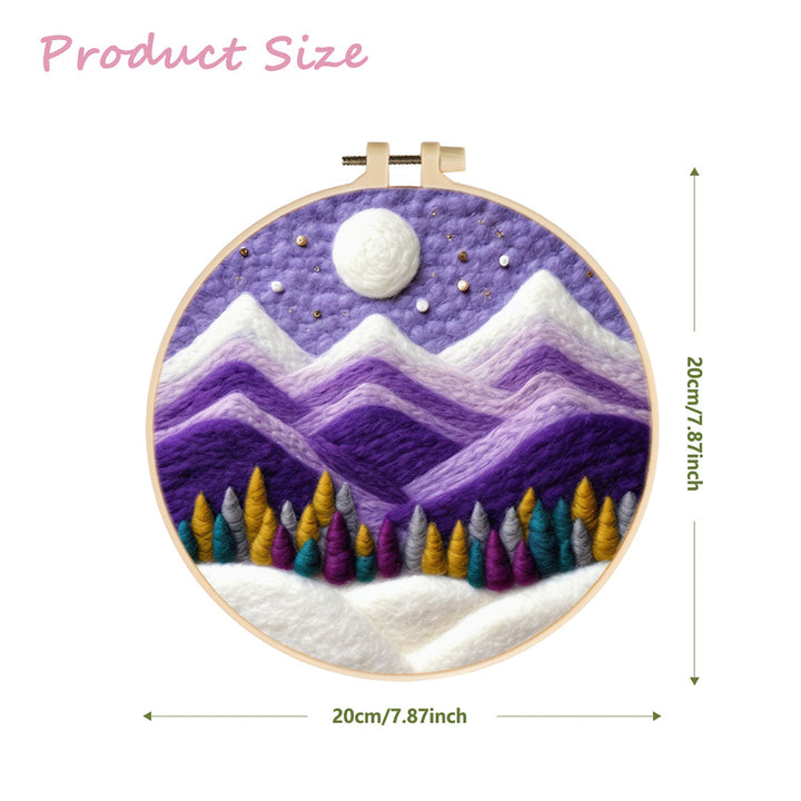 Snowy Mountains Shine Under Moon Wool Needle Felting Painting Kit