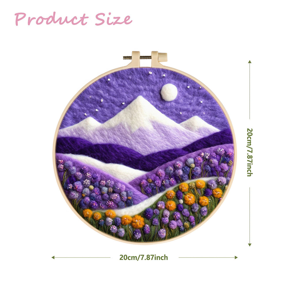 Snowy Peaks Shine Above Flower Fields Wool Needle Felting Painting Kit