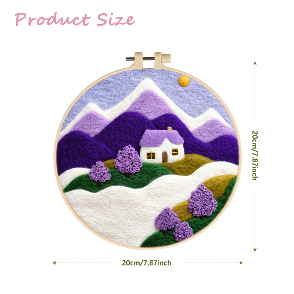 House Sits Amidst Purple Mountains Wool Needle Felting Painting Kit