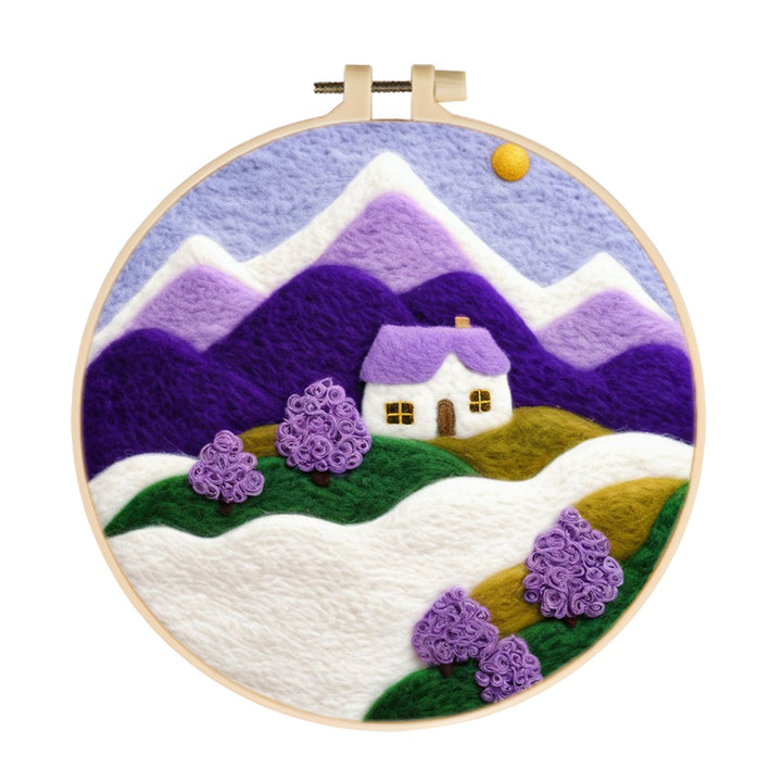 House Sits Amidst Purple Mountains Wool Needle Felting Painting Kit