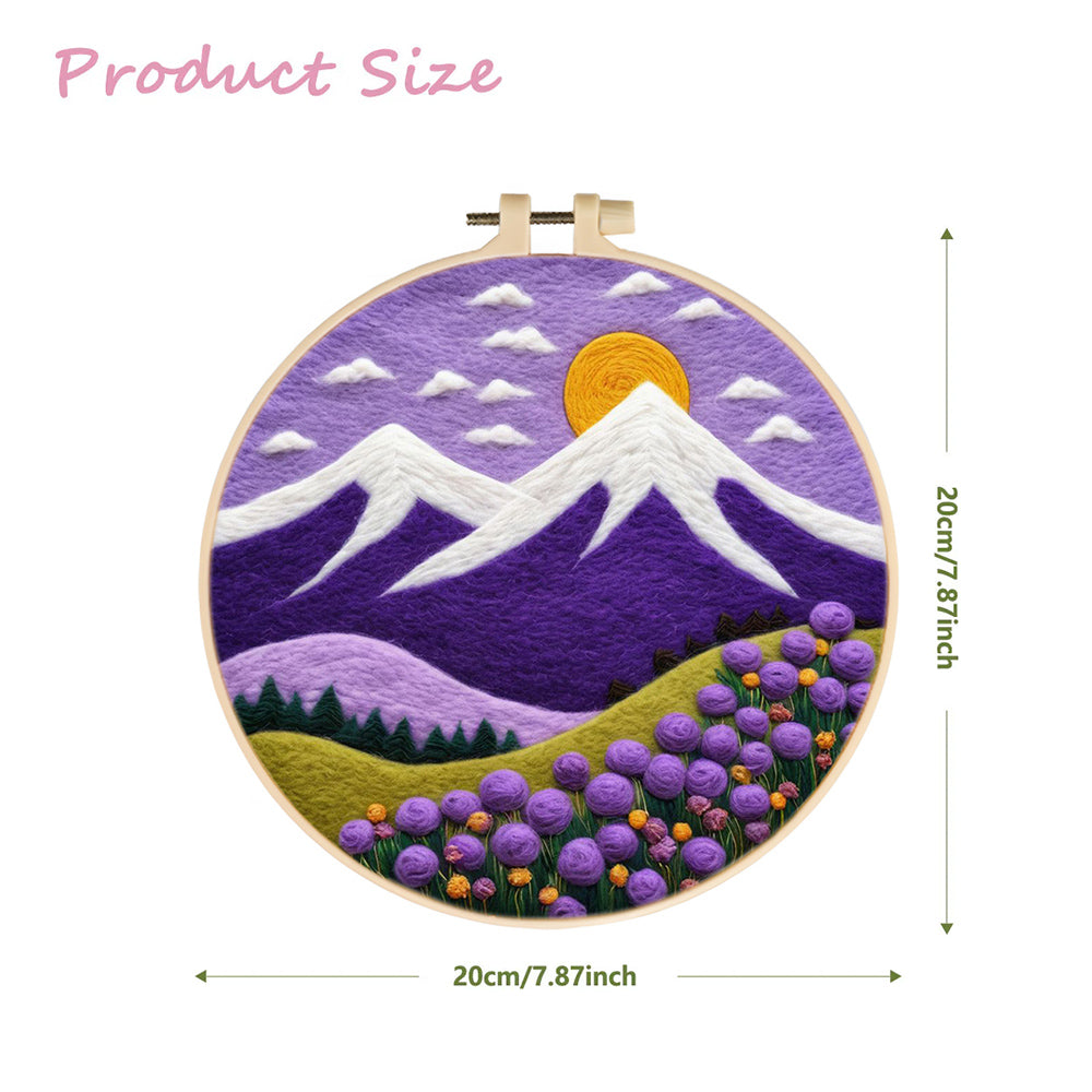 Sunny Day Over Peaks and Flowery Hills Wool Needle Felting Painting Kit