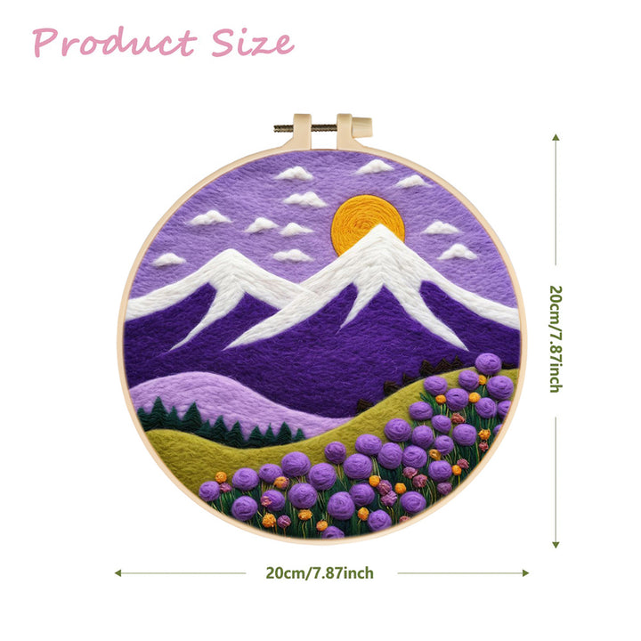 Sunny Day Over Peaks and Flowery Hills Wool Needle Felting Painting Kit