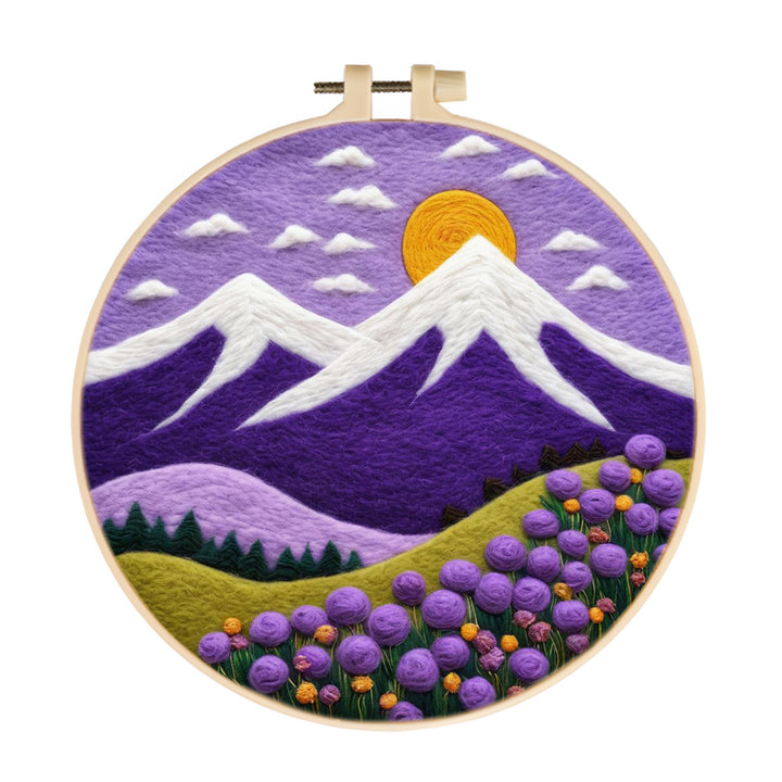 Sunny Day Over Peaks and Flowery Hills Wool Needle Felting Painting Kit