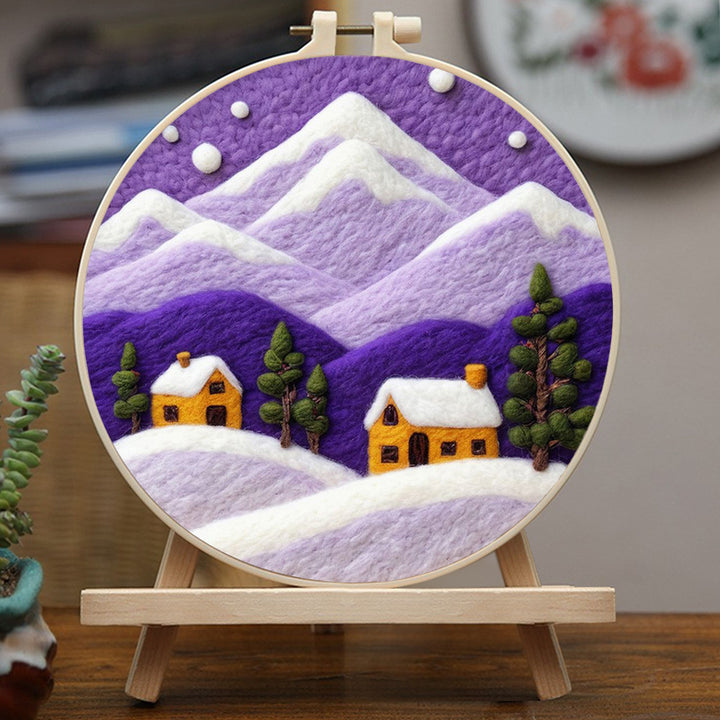 Mountain Peaks Frame Cozy Cottage Wool Needle Felting Painting Kit