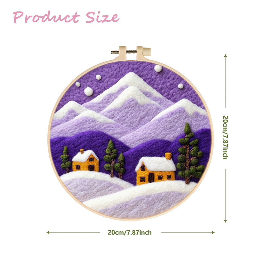 Mountain Peaks Frame Cozy Cottage Wool Needle Felting Painting Kit