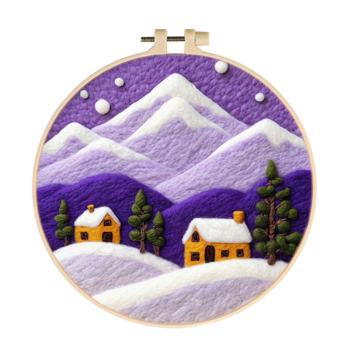 Mountain Peaks Frame Cozy Cottage Wool Needle Felting Painting Kit