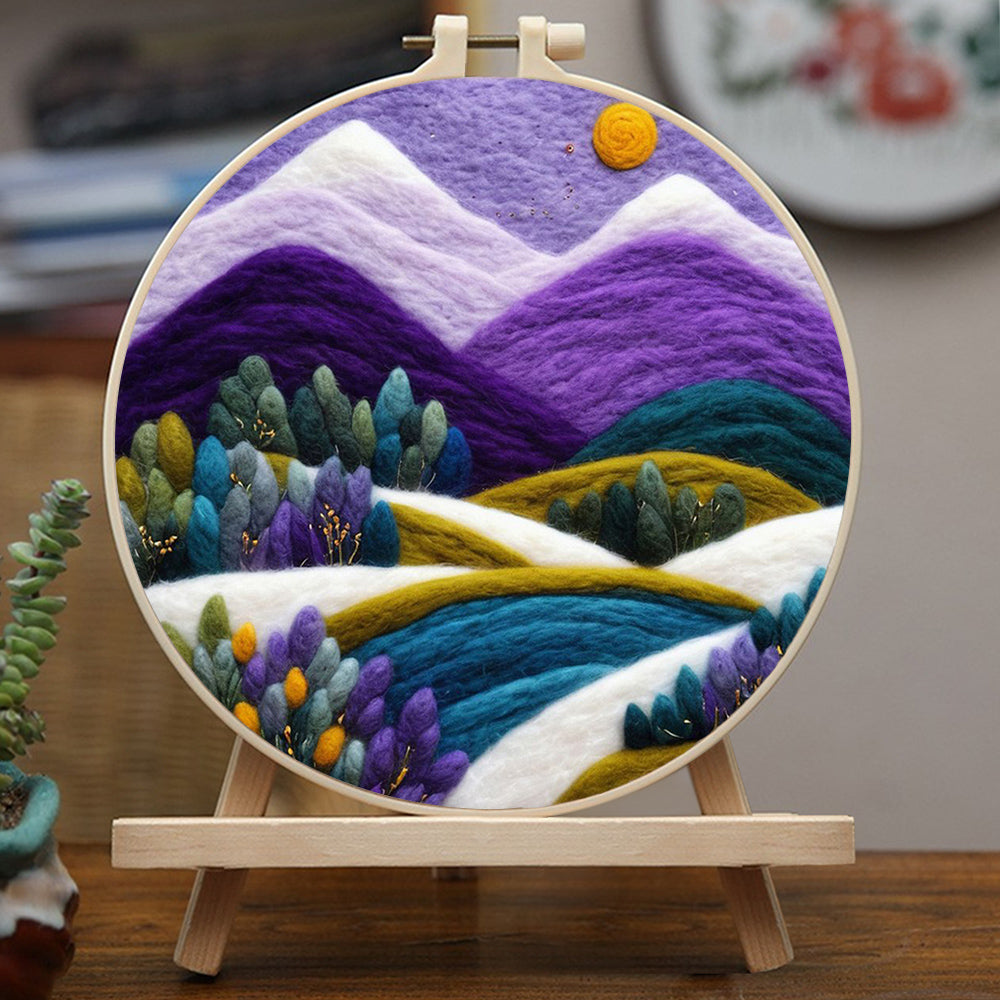 Bright Sun Over Rolling Hills Wool Needle Felting Painting Kit