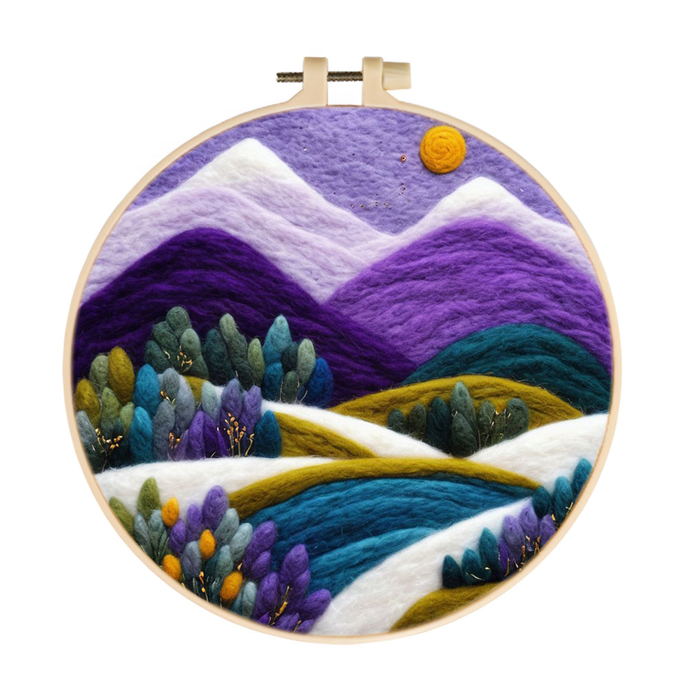 Bright Sun Over Rolling Hills Wool Needle Felting Painting Kit