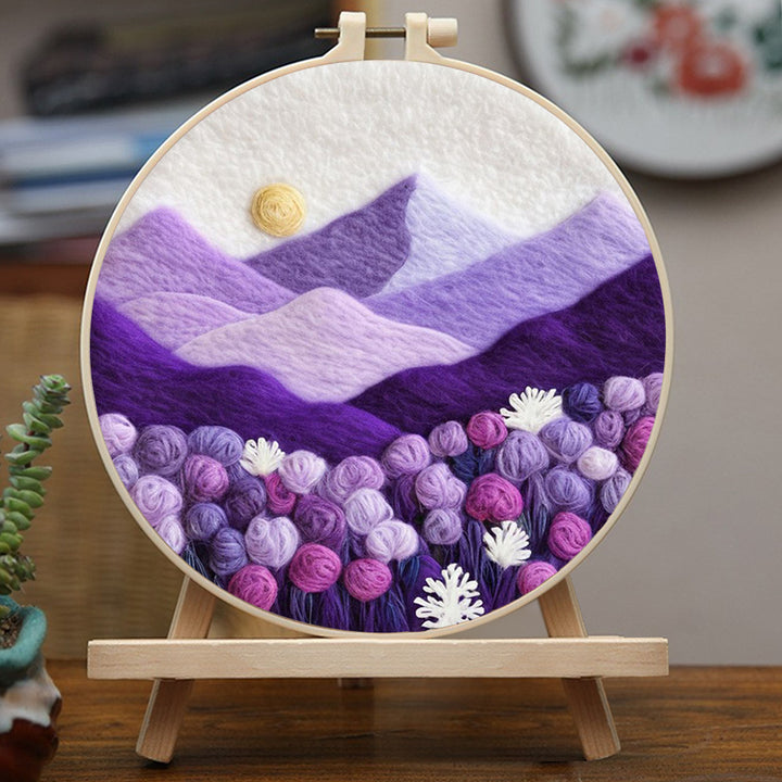 Purple Hills Hold Colorful Blooms Wool Needle Felting Painting Kit