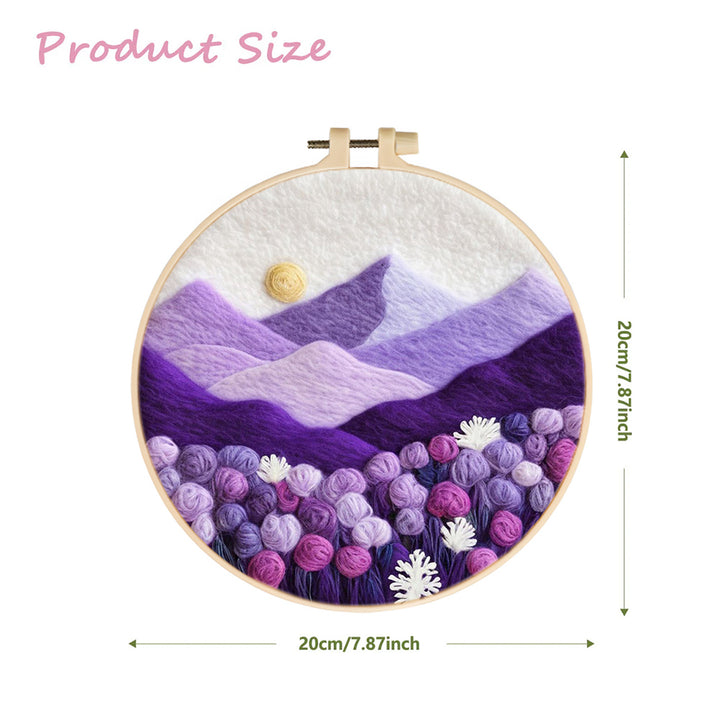 Purple Hills Hold Colorful Blooms Wool Needle Felting Painting Kit