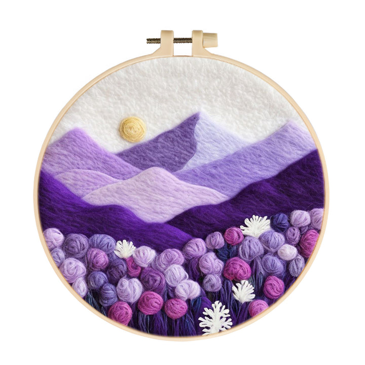 Purple Hills Hold Colorful Blooms Wool Needle Felting Painting Kit