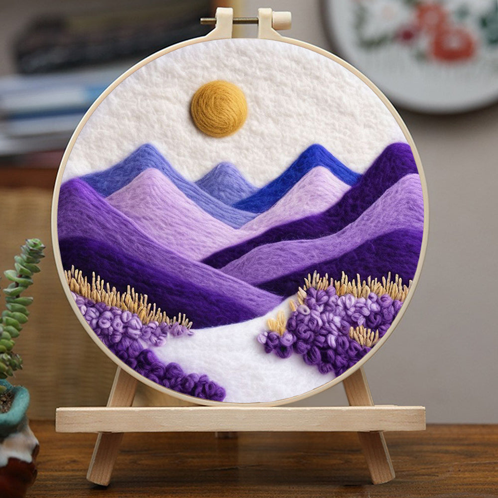 Blue Hills Mix With Purple Ranges Wool Needle Felting Painting Kit
