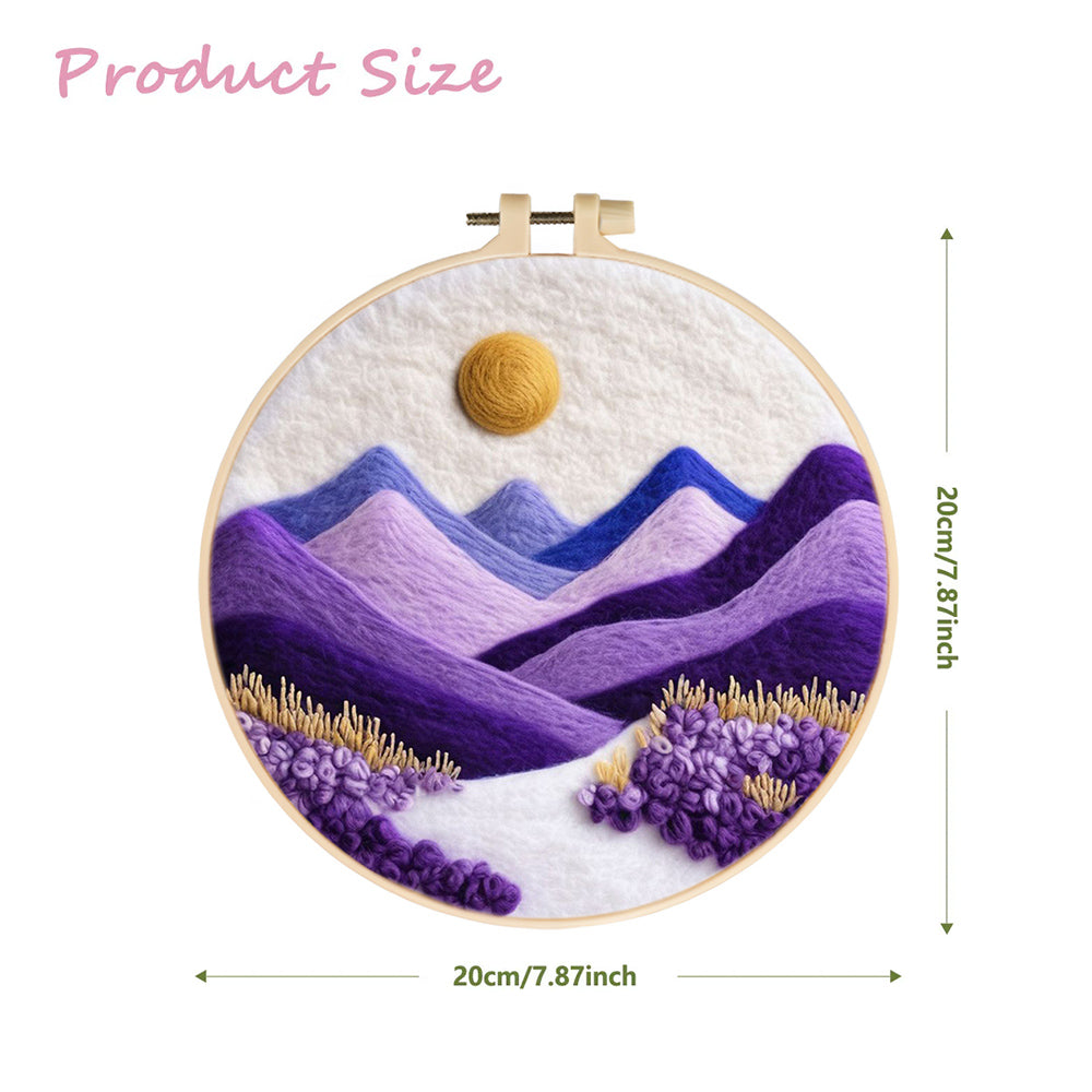 Blue Hills Mix With Purple Ranges Wool Needle Felting Painting Kit