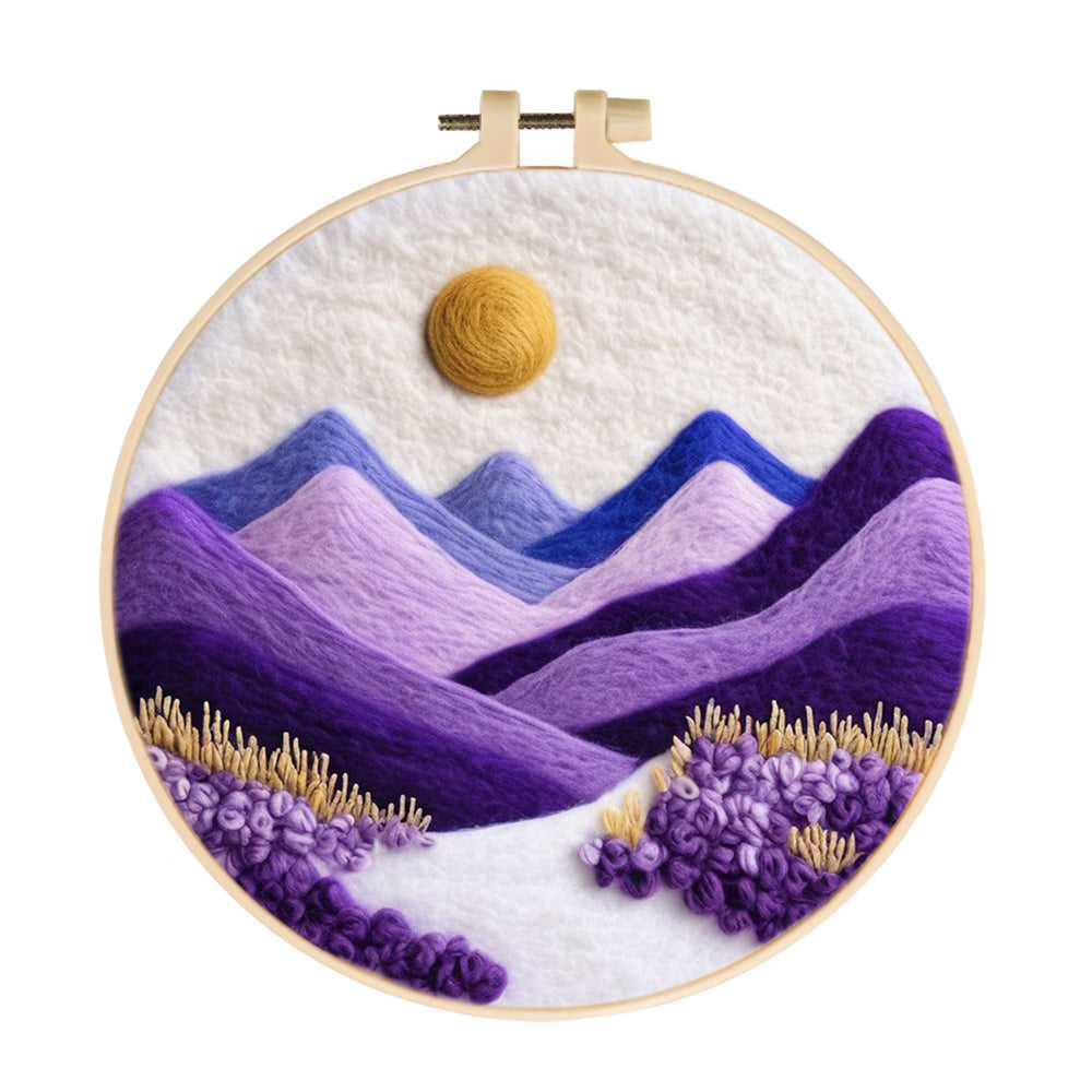 Blue Hills Mix With Purple Ranges Wool Needle Felting Painting Kit